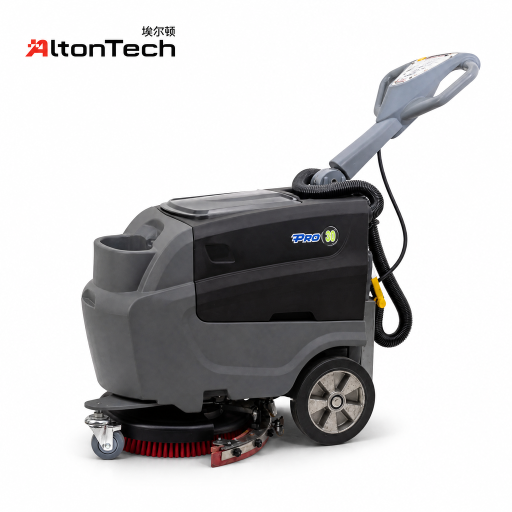 T3B Battery Powered Walk Behind Floor Scrubber Machine, 16.9" Brush, 25.6" Squeegee Width, 8.5 gal Solution Tank, 10.0 gal Recovery Tank, Brush Speed 180 RPM