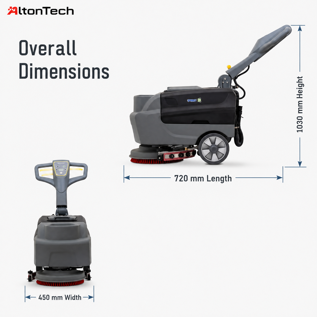T2B Walk-behind Floor Scrubber with 330mm Working Width 420 Squeegee Width 18L Solution Tank 20L Recovery Tank