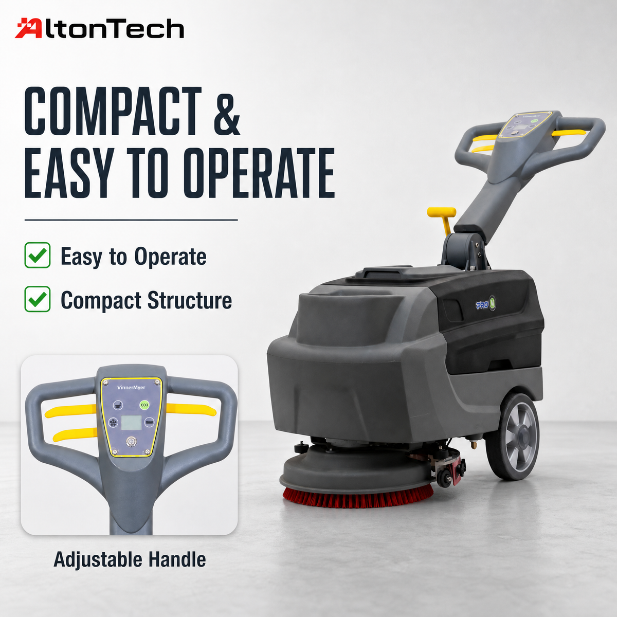 T2B Walk-behind Floor Scrubber with 330mm Working Width 420 Squeegee Width 18L Solution Tank 20L Recovery Tank